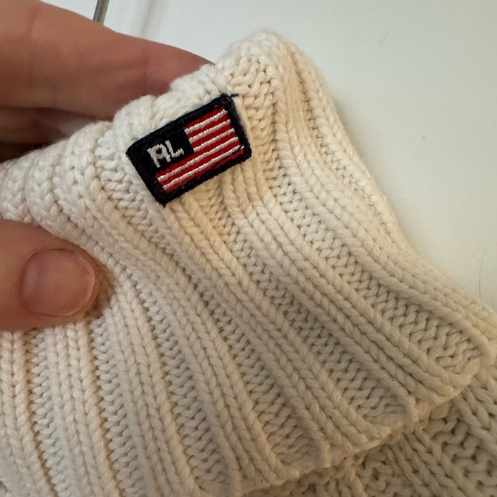 Women's Vintage Polo Jeans Co Cream Stripe Turtleneck Sweater - Picture 4 of 9